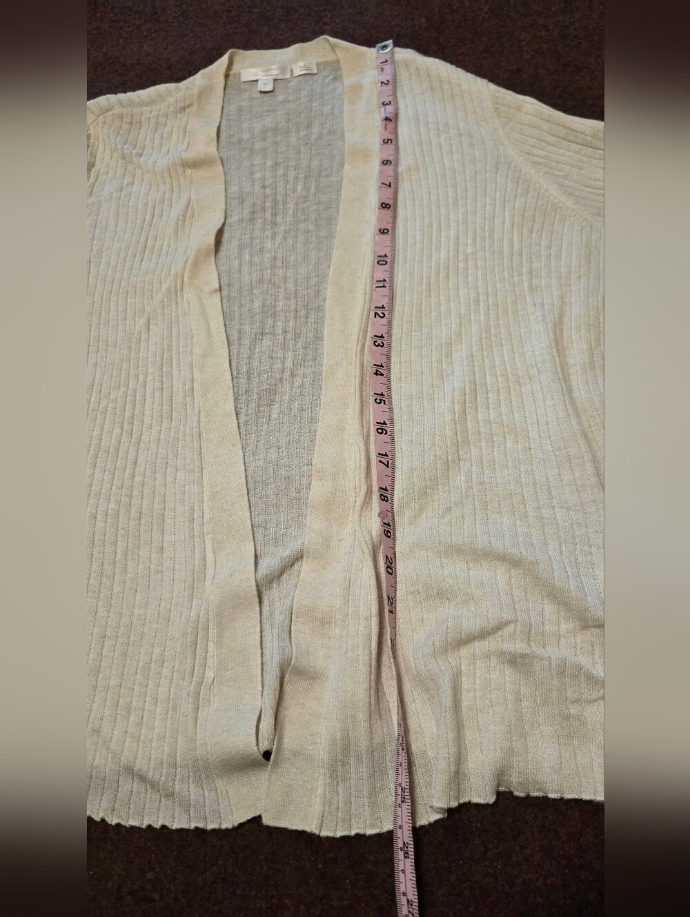 LC Conrad Ivory Open Front Cardigan Bell Sleeve With Bow XL Ribbed - Picture 5 of 8